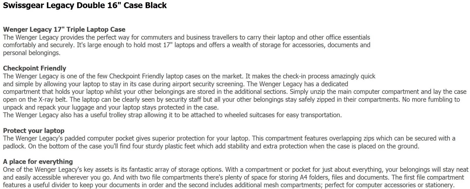 תיק צד למחשב נייד - SWISS GEAR LEGACY DOUBLE